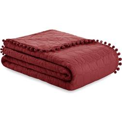AmeliaHome Runda Tofsar Sängöverkast Rosa (260x240cm)