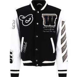 Off-White Lea Appliqué Varsity Jacket - Black/White/Light Grey