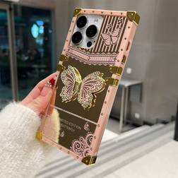 Shein Gilded Butterfly Bracketed Phone Case Compatible With IPhone 11/12/13/14/15 Pro Max And Samsung Galaxy S24/S23/S22/S21U/A13/A14/A22/32/34/52/53/54/72