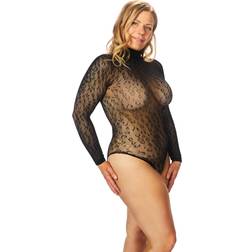 Nortie Oda Leopard Bundløs Bodystocking Plus Black Plus