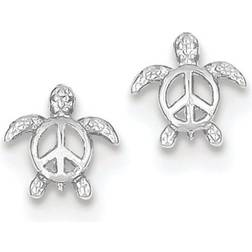 Zen Jewelz Peace Turtle Post Earrings - White Gold