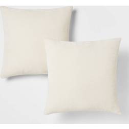 Threshold 2pk Chenille Square Cream Complete Decoration Pillows Beige (45.7x45.7cm)