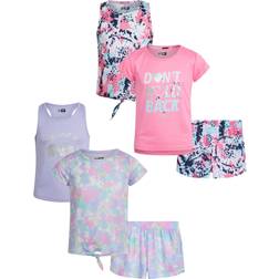 RBX Girl's Performance T-shirt Tank Top & Dolphin Shorts Set 6-pack - Multicolour