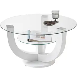 Denver High Gloss Lacquered White/Clear Soffbord 80cm