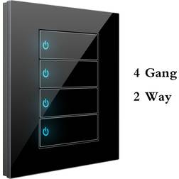 Funry 1 2 3 4 gang 1 2-way household switch socket type 86 wall outlet with led tempered glass mirror rese
