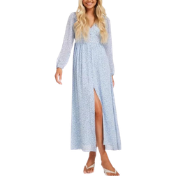 Only Amanda Long Dress - Cashmere Blue Alva Leaf