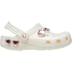 Crocs Kid's Classic Iridescent Hearts Clogs - Chalk