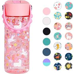 Elemental Splash Kids Water Bottle for School with Fun Fidget Pop-it Handle Unicorn