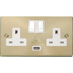 SE Home 13A 1 USB Twin Double Switched Plug Socket 2-way