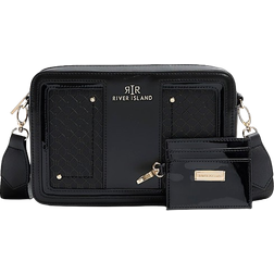 River Island Monogram Boxy Cross Body Bag - Black