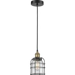 Innovations Lighting Bell Cage Black Antique Brass/Seedy Pendant Lamp 6"