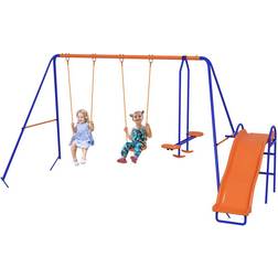 OutSunny 4 in 1 Garden Swing Set with Double Swings Glider Slide Ladder