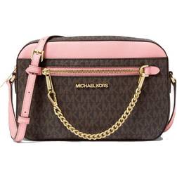 Michael Kors Jet Set Large Leather Crossbody Bag - Brown/Primrose