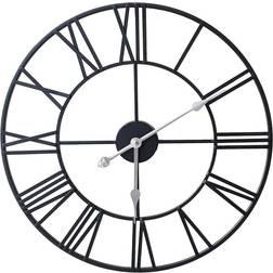 Silent Open Face Black Wall Clock 50cm