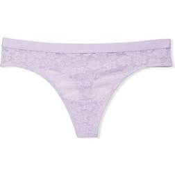 PINK Wear Everywhere Lace Thong Panty - Pastel Lilac