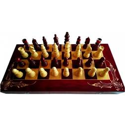 Large Handmade Wooden Chess Chessboard Chest Bordeaux Luxury
