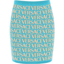 Versace Monogram Knit Mini Skirt - Turquoise/Blue