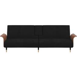 vidaXL Velor Black Sofa 88.2"