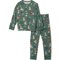 Polarn O. Pyret Kid's Christmas Print Pyjamas - Green