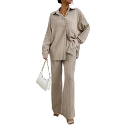 Shein Essnce Drop Shoulder Shirt & Wide Leg Pants