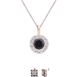 Paris Jewelry Halo Necklace And Earrings Set - Rose Gold/Sapphire/Transparent