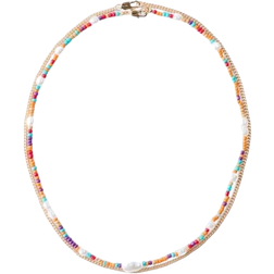 boohooMAN Bead and Chain Necklace - Gold/Multicolour