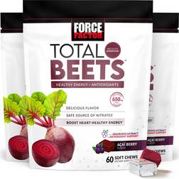 Force Factor Total Beets Soft Chews with Beetroot, Nitrates, L-Citrulline, Grapeseed Extract, & Antioxidants 3-Pack 180