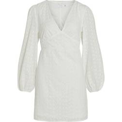 Vila Malina Long Sleeved Short Dress - Cloud Dancer