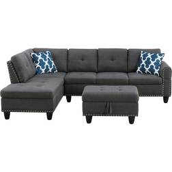 Three Posts Alger Dark Gray Linen Blend Sofa 98" 4 Seater