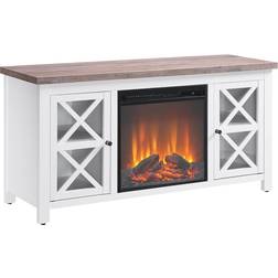 Henn&Hart TV1380 White/Gray Oak TV Bench