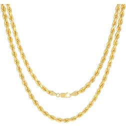 Nuragold Rope Chain Diamond Cut Necklace 5mm - Gold