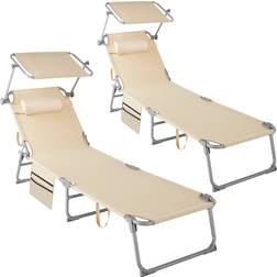tectake 2er Set Sonnenliege Klappbar und Tragbar 190 x 68 x 28 cm