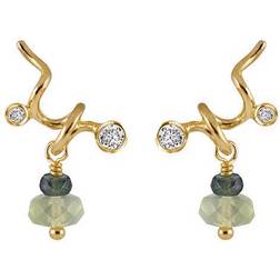Rabinovich Twist with Surface Earrings - Gold/Quartz/Tourmaline/Transparent