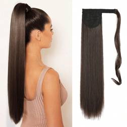 Shein Long Straight Ponytail Extended 22 Inches, Wrapped Ponytail Synthetic Hair Extension Clip In Ponytail Wig Clip Hair