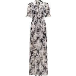 Diane Von Furstenberg Erica Palm Print Button-Up Maxi Dress - Sea Holly Black