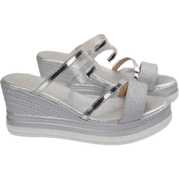 Shein European and American Style for Women, Large Size Roman Style Sandals with Shiny Rhinestones, Open Toes, Thick Sole and Lightweight