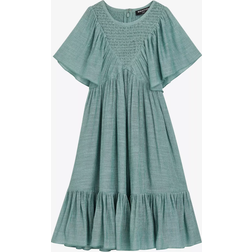 Whistles Willa Smocked Dress - Sage Green (026038588111)