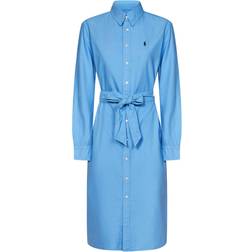 Polo Ralph Lauren Belted Cotton Oxford Shirt Dress - Light Blue