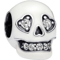 Pandora Glow In The Dark Sparkling Skull Charm - Silver/Transparent