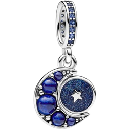 Pandora Sparkling Moon Spinning Dangle Charm - Silver/Blue