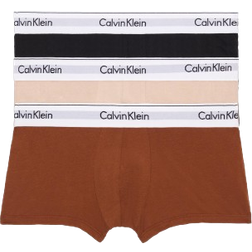 Calvin Klein Modern Cotton Stretch Natural Low Rise Trunks 3 pack - Black/Warm Bronze/Cedar