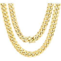 Nuragold Miami Cuban Link Chain Necklace 9mm - Gold