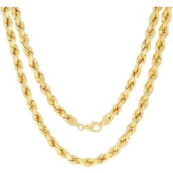 Nuragold Rope Chain Diamond Cut Necklace 7mm - Gold