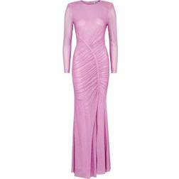 Self-Portrait Rhinestone Mesh Maxi Dress - Pink