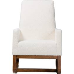 Baxton Studio Yashiya Wood Off-White/Walnut Brown Rocking Chair 37"