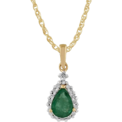 Gemondo Classic Pear Pendant - Gold/Emerald/Diamond