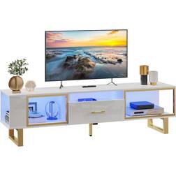 Bestier Modern Entertainment Center White/Gold TV Bench 70.1x19.1"