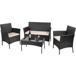 Bigzzia 4 Pcs Loungesæt, 1 borde inkl. 2 stole & 1 sofaer