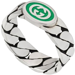 Gucci Interlocking G Ring - Silver/Green