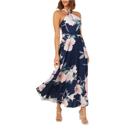 Petal & Pup Miara Floral Print Halter Dress - Navy